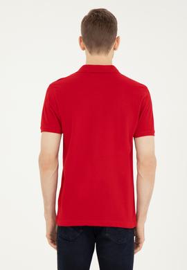 Erkek Slim Fit Polo Yaka Kırmızı Basic Tişört - 50279573377