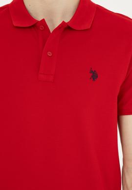 Erkek Slim Fit Polo Yaka Kırmızı Basic Tişört - 50279573377