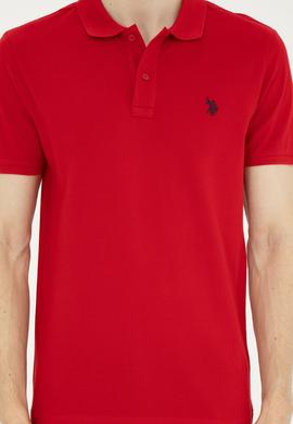Erkek Slim Fit Polo Yaka Kırmızı Basic Tişört - 50279573377