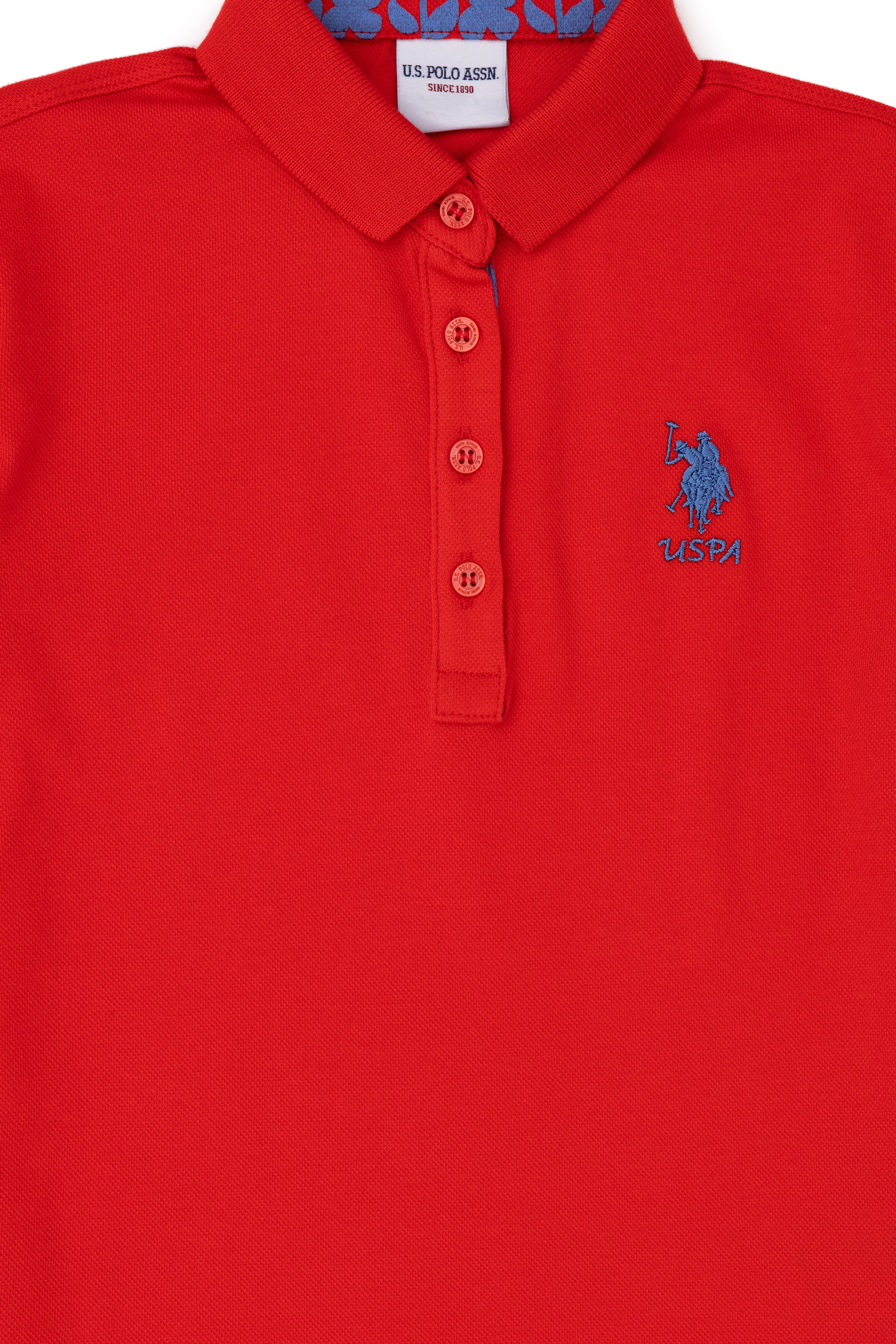Kız Çocuk Kırmızı Polo Yaka Basic Tişört