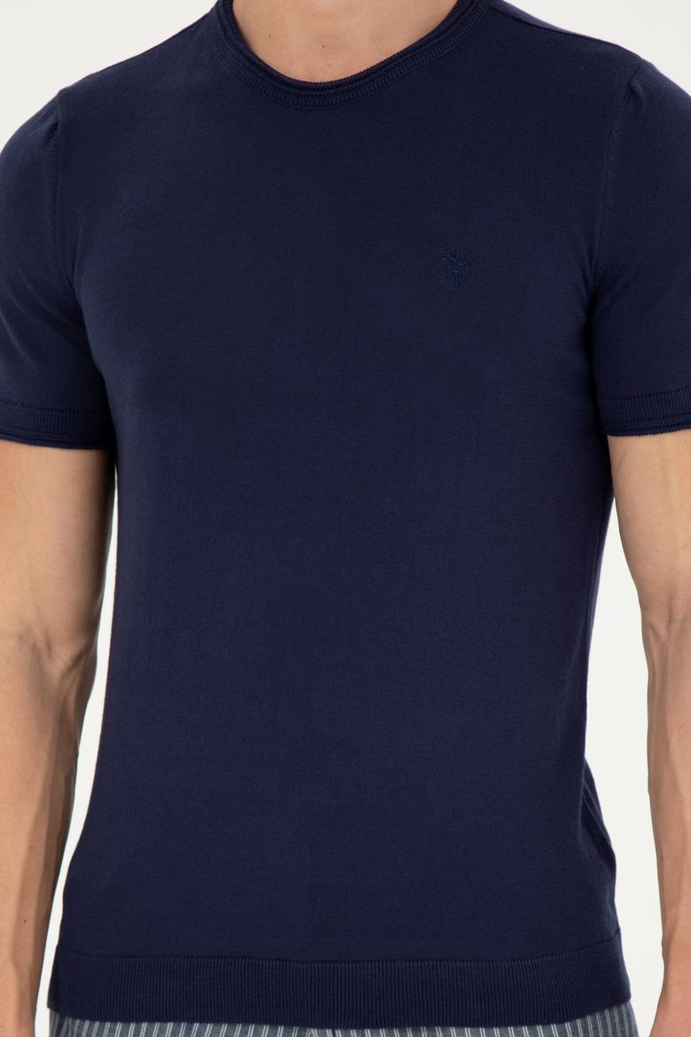 Erkek Slim Fit Bisiklet Yaka Lacivert Kazak - 50280428017