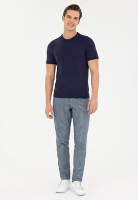 Erkek Slim Fit Bisiklet Yaka Lacivert Kazak - 50280428017