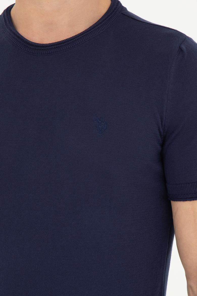 Erkek Slim Fit Bisiklet Yaka Lacivert Kazak - 50280428017