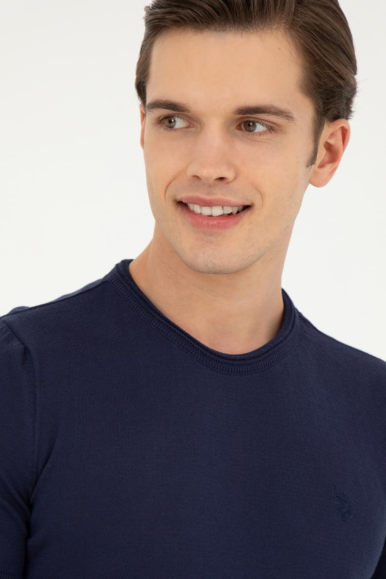 Erkek Slim Fit Bisiklet Yaka Lacivert Kazak - 50280428017