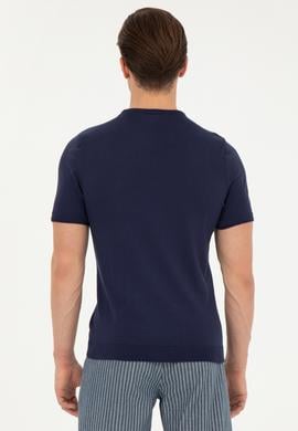 Erkek Slim Fit Bisiklet Yaka Lacivert Kazak - 50280428017