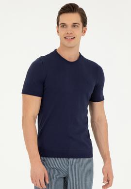 Erkek Slim Fit Bisiklet Yaka Lacivert Kazak - 50280428017