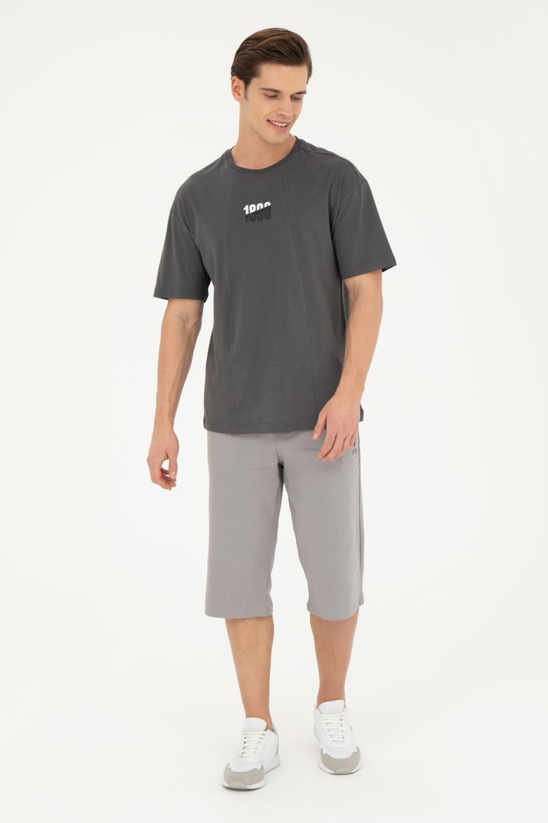 Erkek Koyu Gri Örme Şort - 50279640051