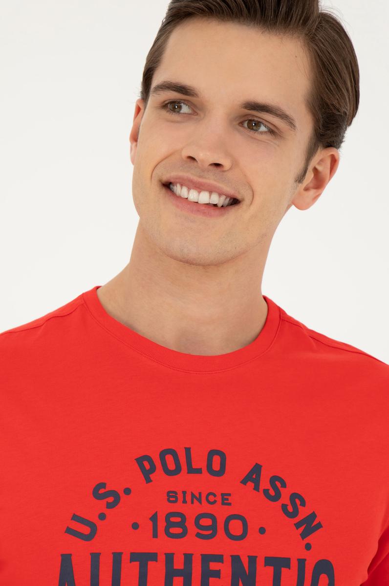 Erkek Regular Fit Bisiklet Yaka Kırmızı Tişört