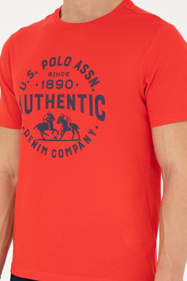 Erkek Regular Fit Bisiklet Yaka Kırmızı Tişört - 50282005021