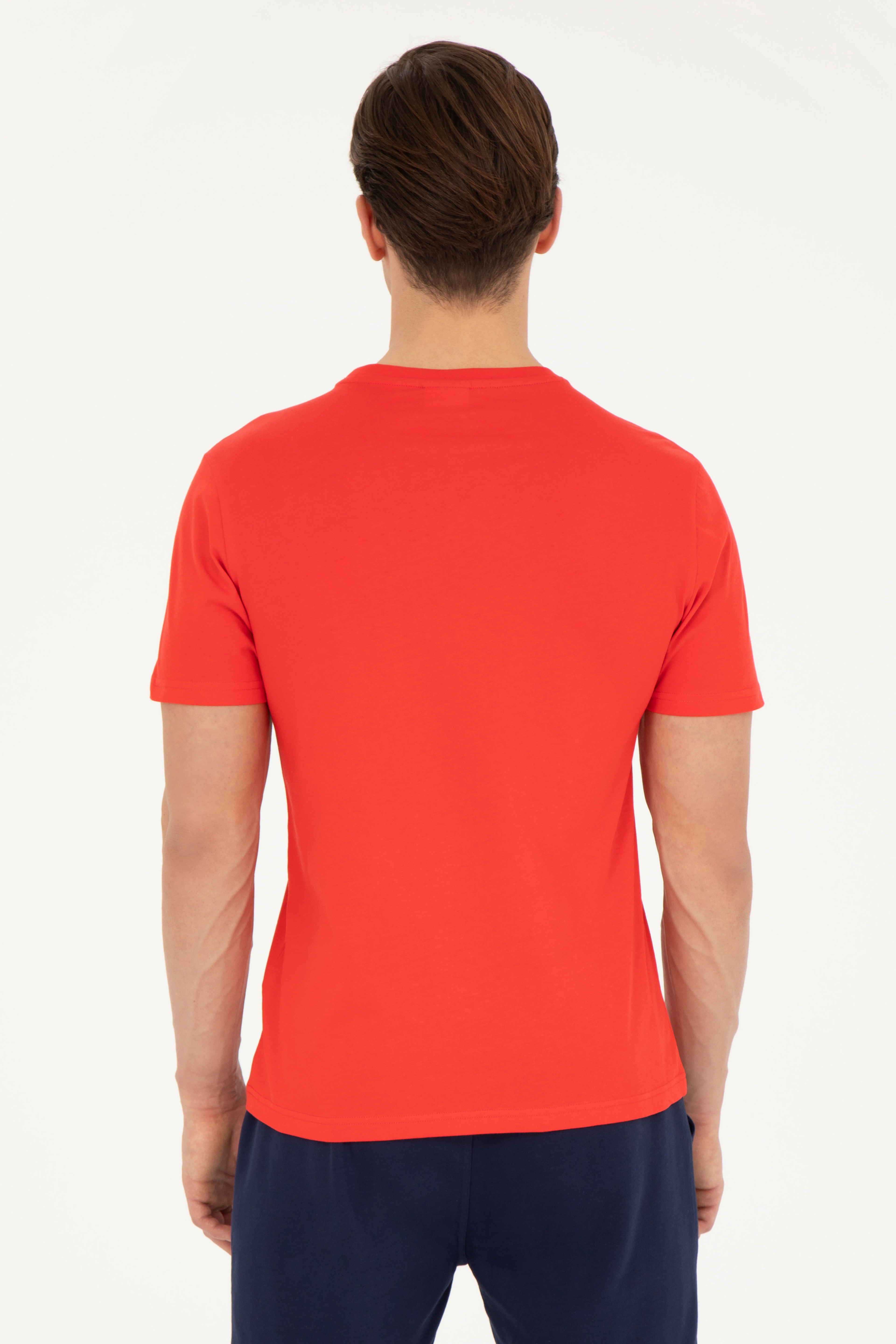Erkek Regular Fit Bisiklet Yaka Kırmızı Tişört - Image 5