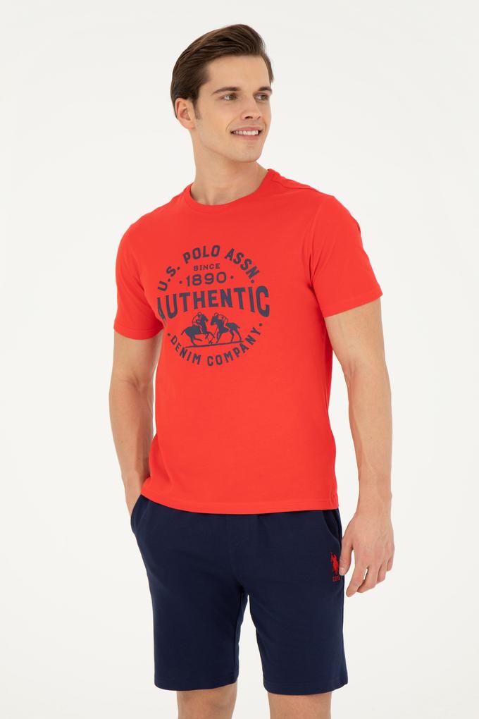 Erkek Regular Fit Bisiklet Yaka Kırmızı Tişört