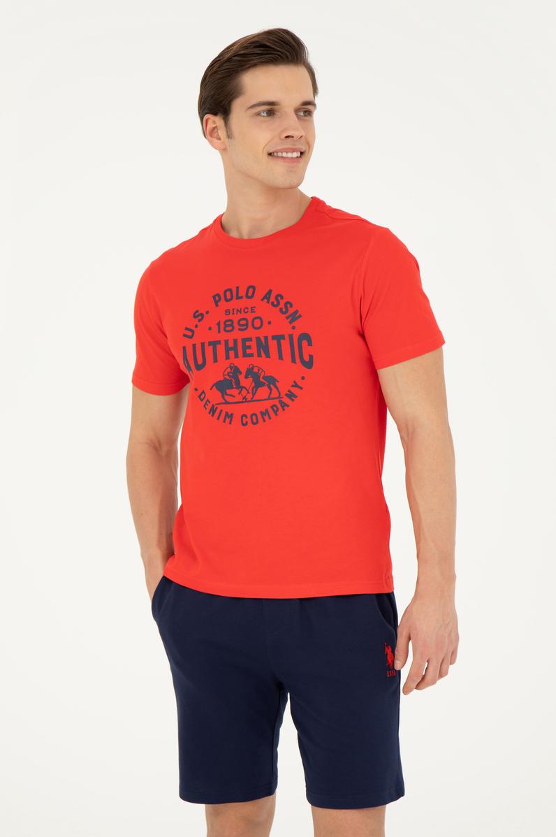 Erkek Regular Fit Bisiklet Yaka Kırmızı Tişört