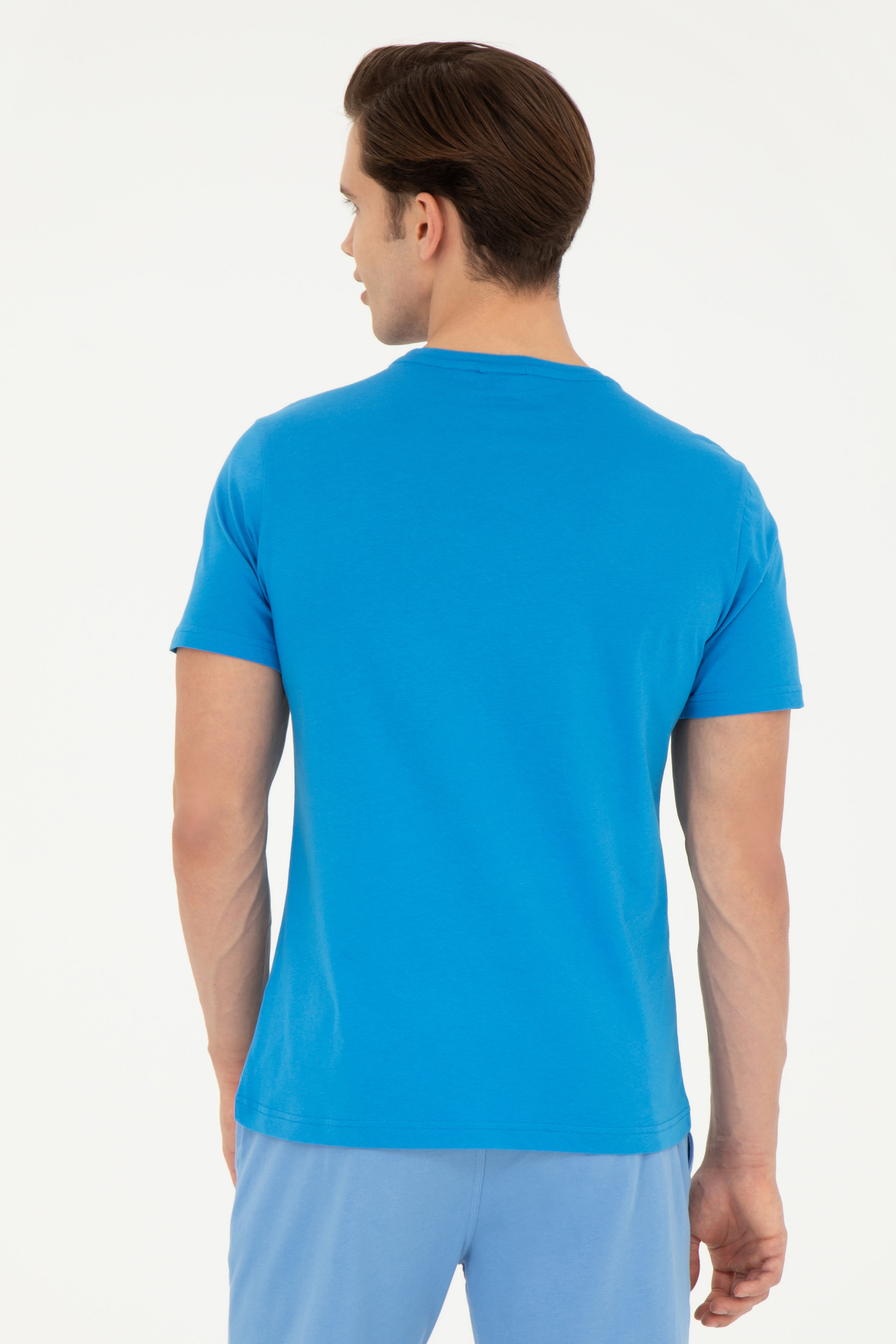 Erkek Regular Fit Bisiklet Yaka Saks Tişört - Image 5