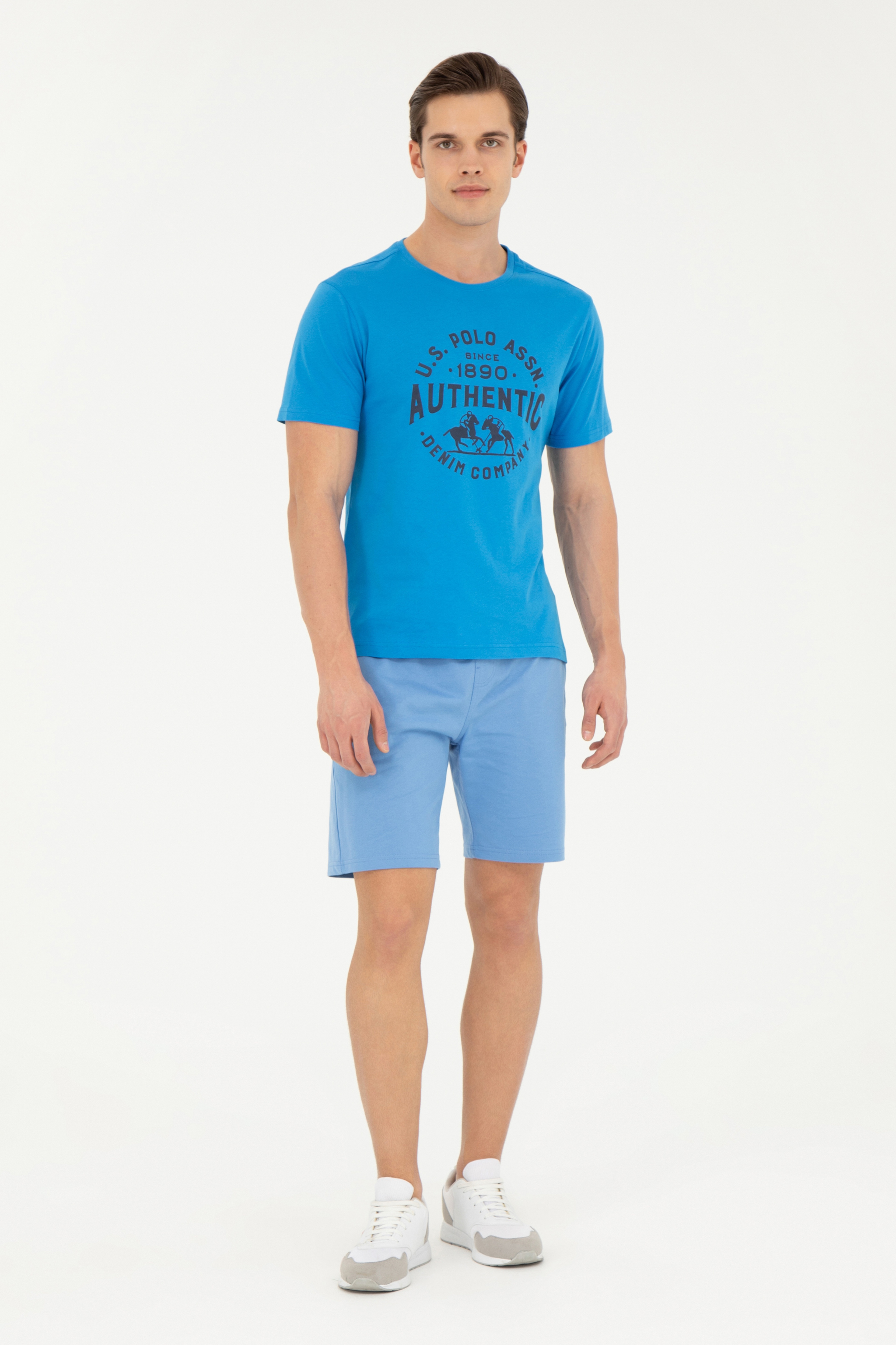 Erkek Regular Fit Bisiklet Yaka Saks Tişört - Image 4