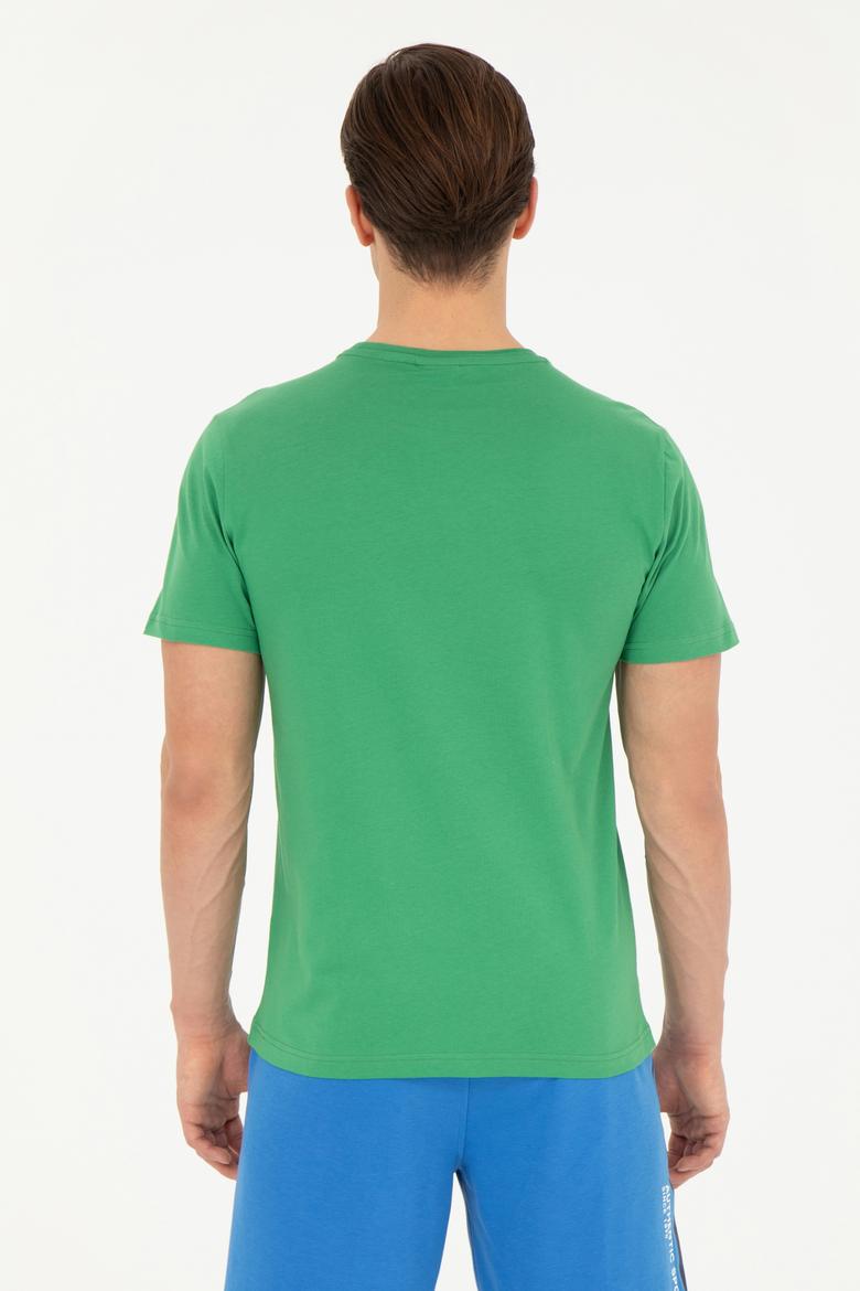 Erkek Regular Fit Bisiklet Yaka Yeşil Tişört - 50282027031