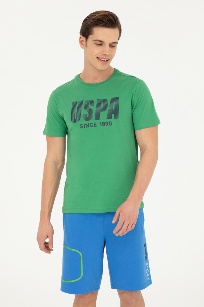 Erkek Regular Fit Bisiklet Yaka Yeşil Tişört