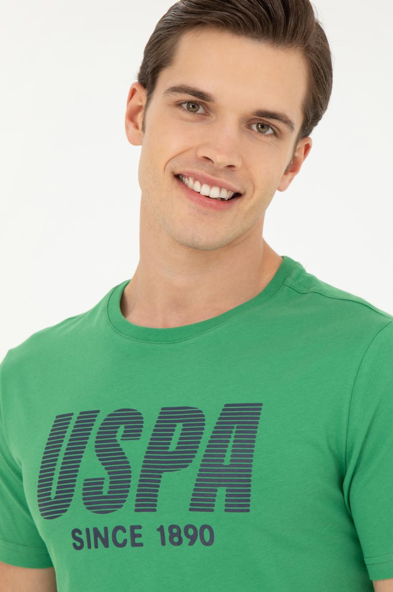 Erkek Regular Fit Bisiklet Yaka Yeşil Tişört