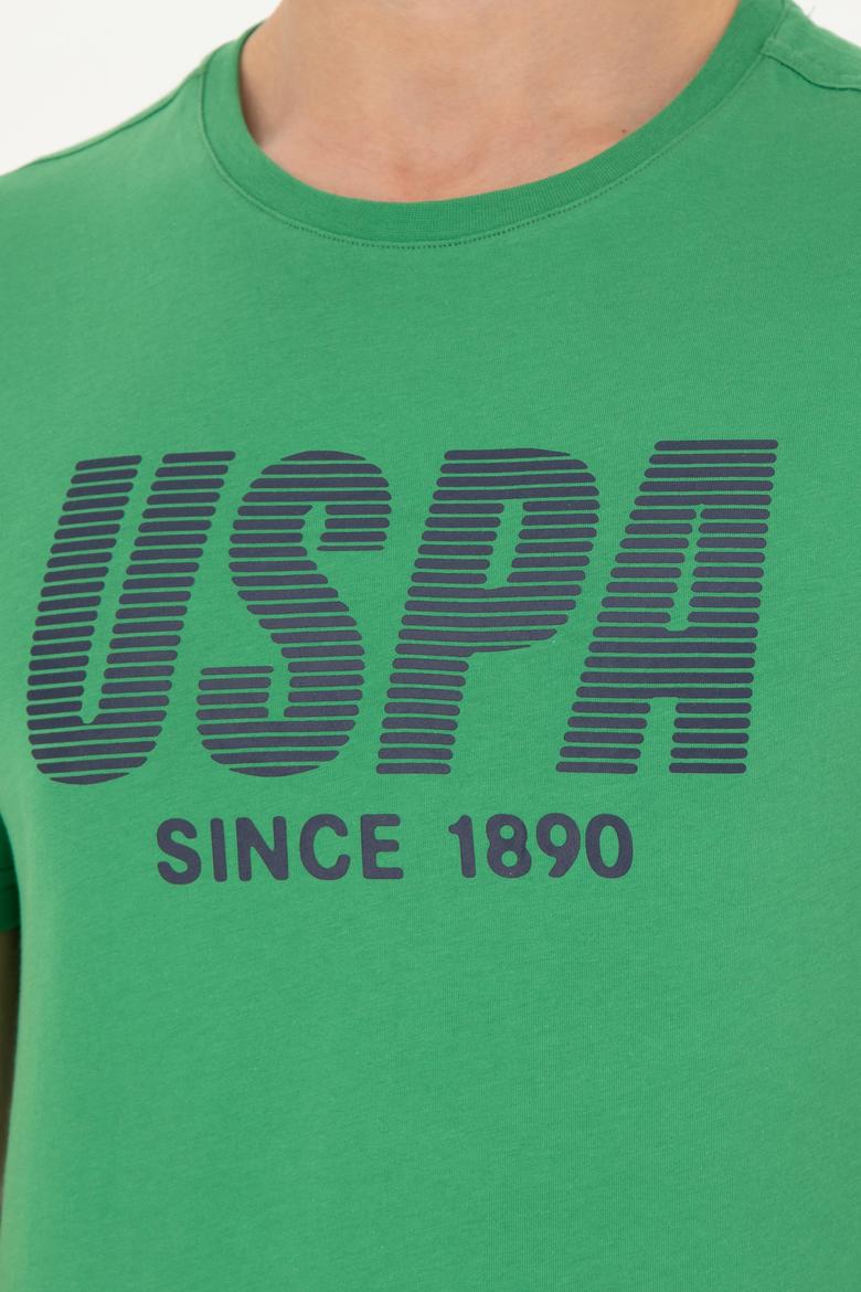 Erkek Regular Fit Bisiklet Yaka Yeşil Tişört - 50282027031