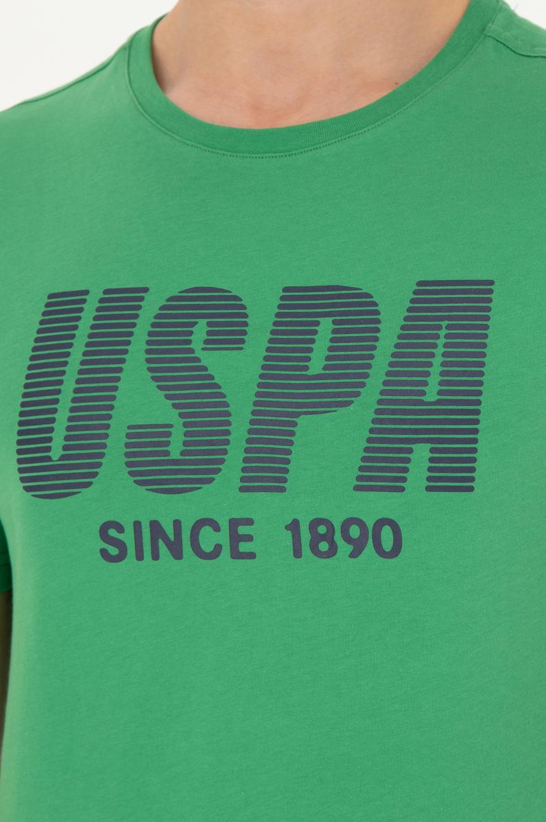 Erkek Regular Fit Bisiklet Yaka Yeşil Tişört