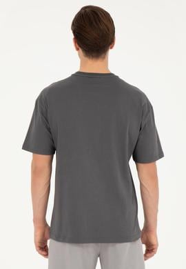 Erkek Comfort Fit Bisiklet Yaka Antrasit Tişört - 50287049036