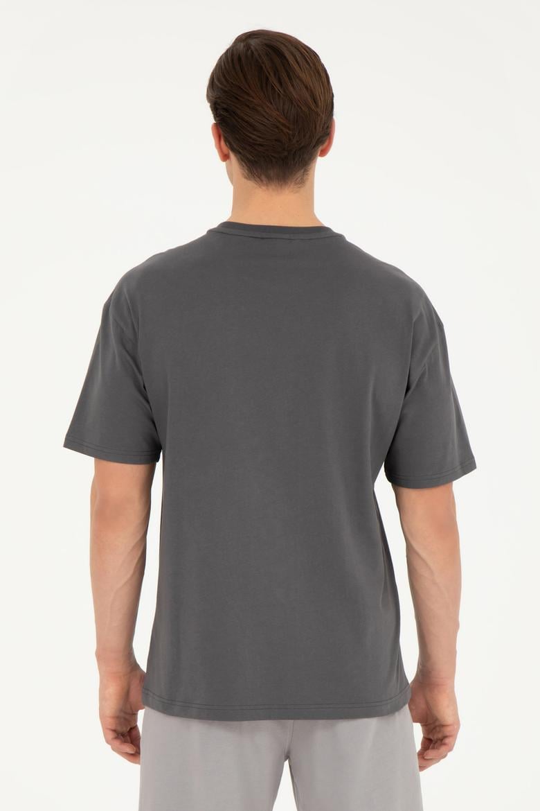 Erkek Comfort Fit Bisiklet Yaka Antrasit Tişört - 50287049036