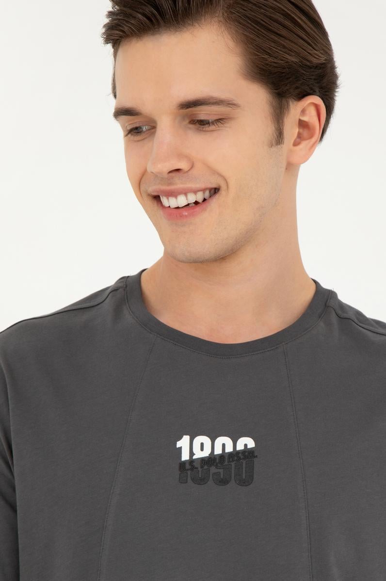 Erkek Comfort Fit Bisiklet Yaka Antrasit Tişört