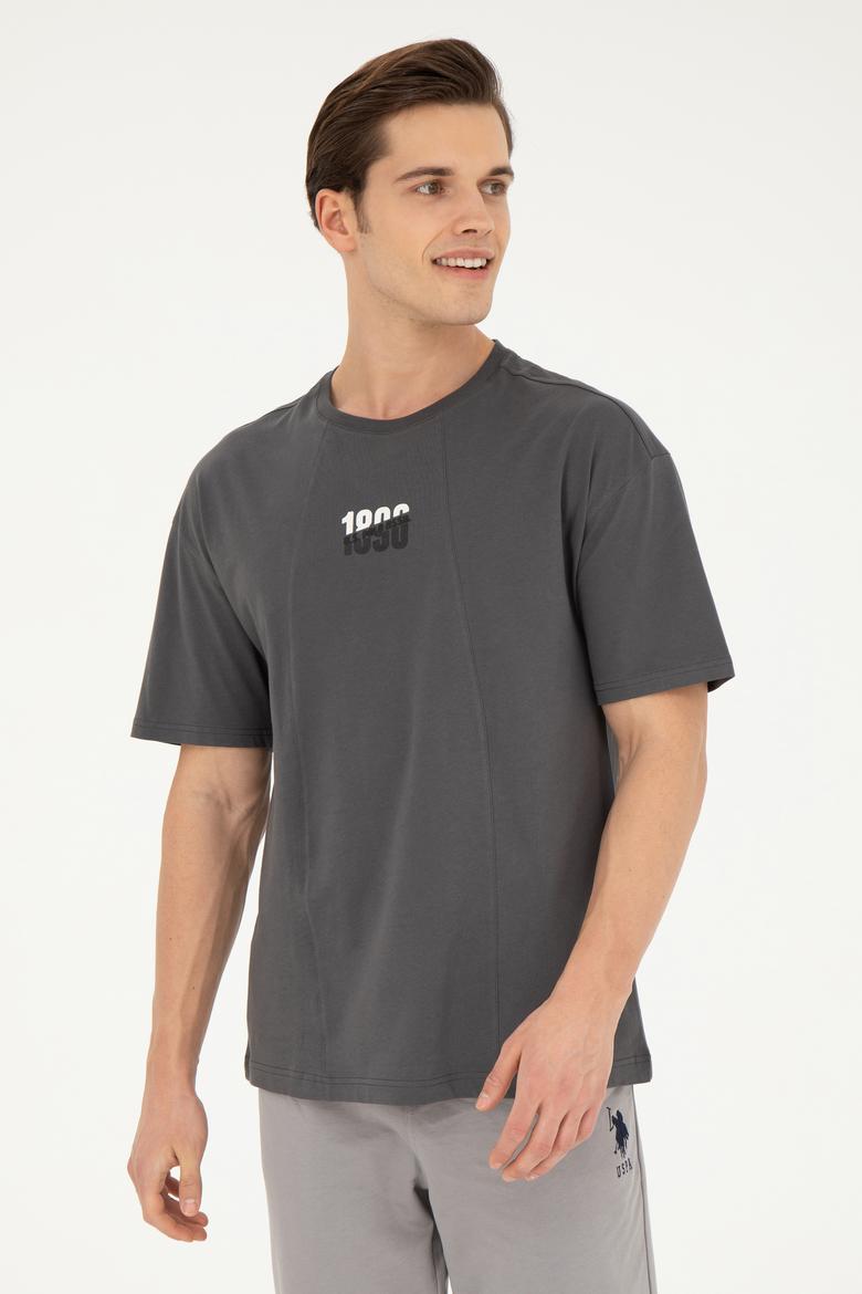 Erkek Comfort Fit Bisiklet Yaka Antrasit Tişört