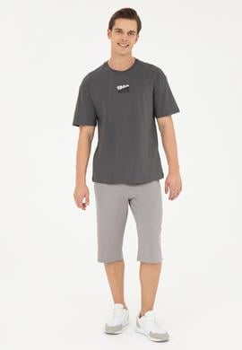 Erkek Comfort Fit Bisiklet Yaka Antrasit Tişört - 50287049036