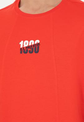 Erkek Comfort Fit Bisiklet Yaka Kırmızı Tişört - 50287049046
