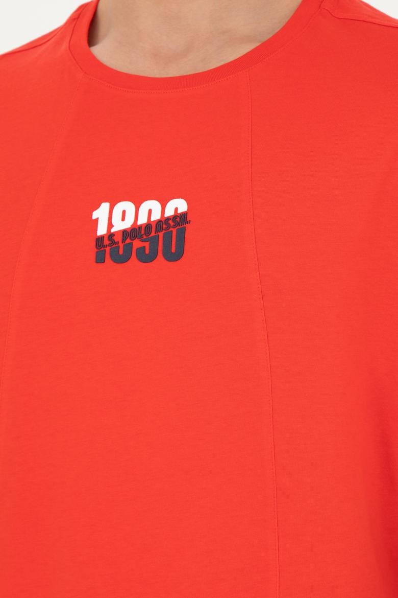 Erkek Comfort Fit Bisiklet Yaka Kırmızı Tişört - 50287049046