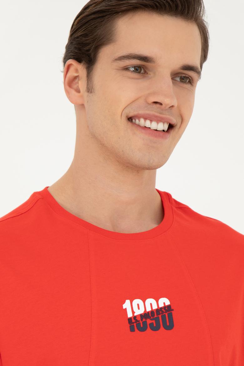 Erkek Comfort Fit Bisiklet Yaka Kırmızı Tişört - 50287049046