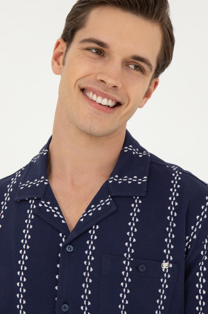 Erkek Lacivert Comfort Polo Yaka Tişört