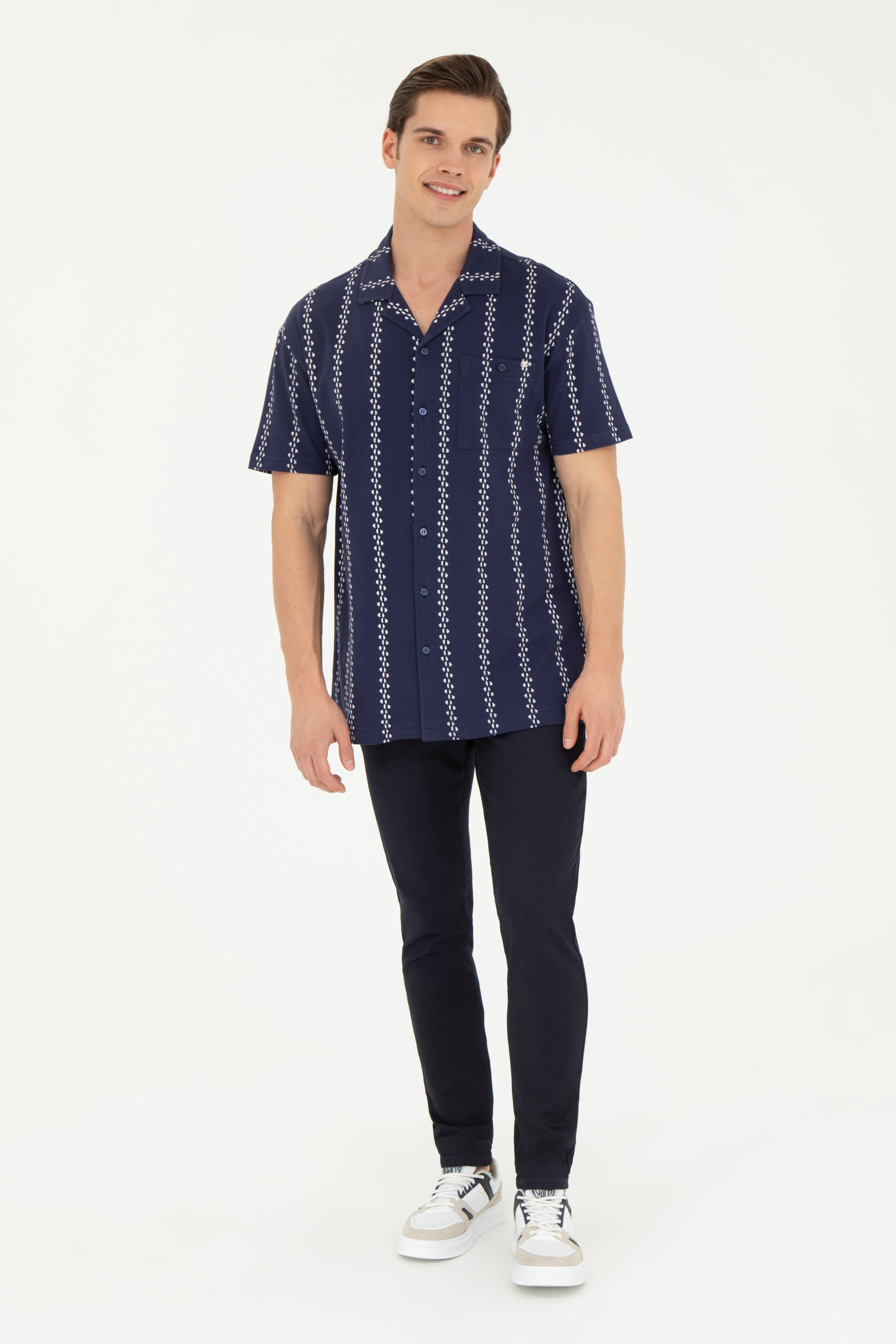Erkek Lacivert Comfort Polo Yaka Tişört