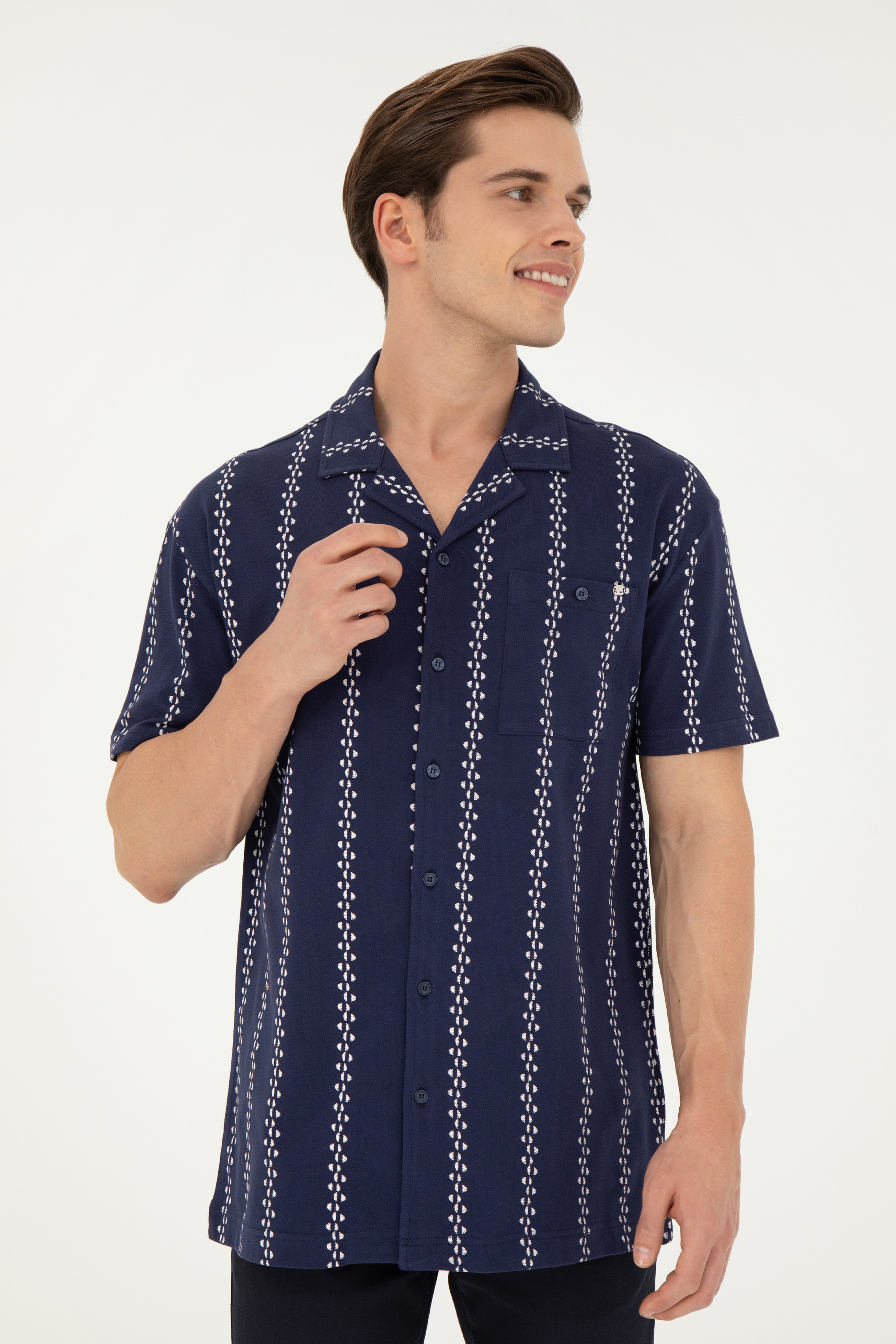 Erkek Lacivert Comfort Polo Yaka Tişört
