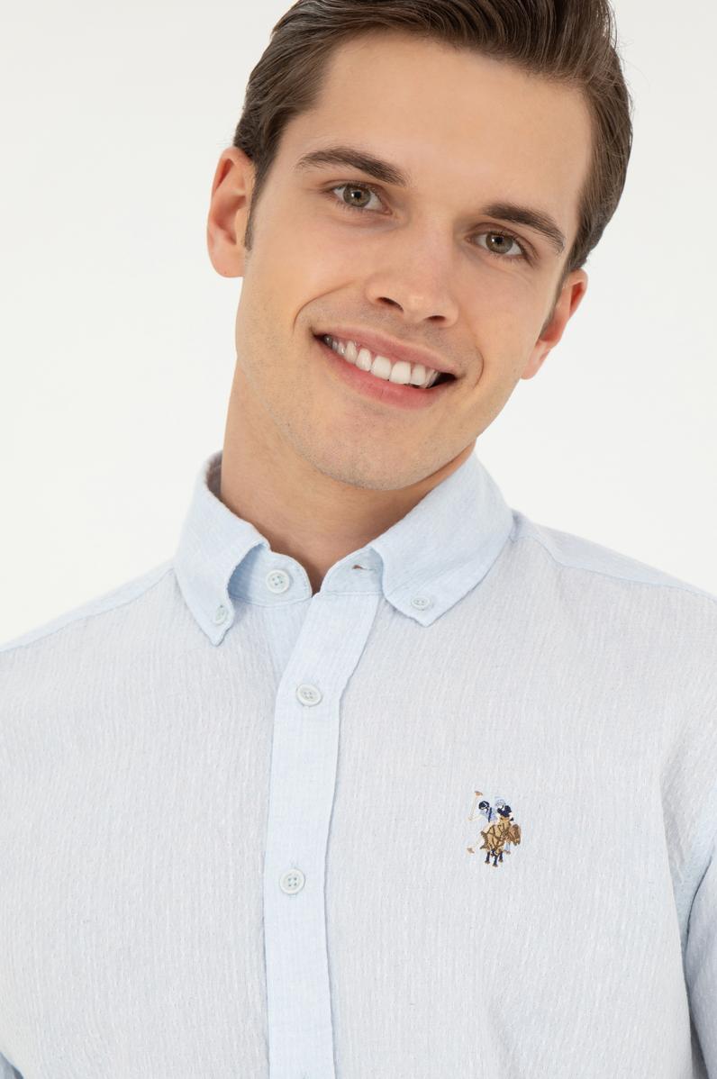 Erkek Açık Mavi Uzun Kollu Gömlek