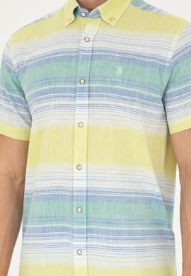 Erkek Neon Sarı Kısa Kollu Gömlek - 50263825042