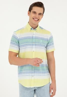 Erkek Neon Sarı Kısa Kollu Gömlek - 50263825042