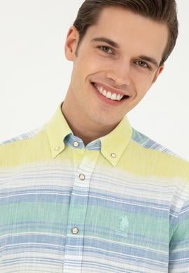 Erkek Neon Sarı Kısa Kollu Gömlek - 50263825042