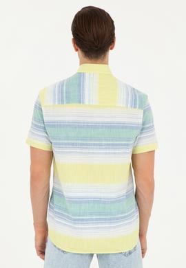 Erkek Neon Sarı Kısa Kollu Gömlek - 50263825042