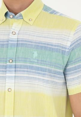 Erkek Neon Sarı Kısa Kollu Gömlek - 50263825042