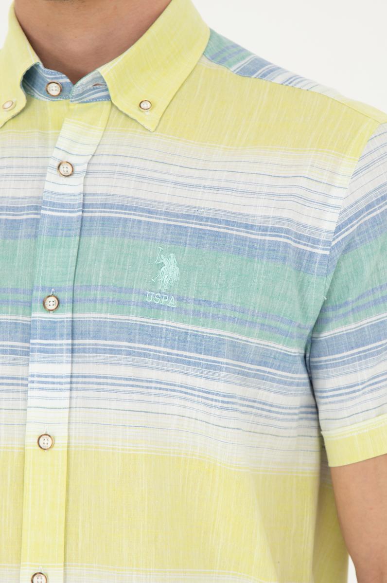 Erkek Neon Sarı Kısa Kollu Gömlek