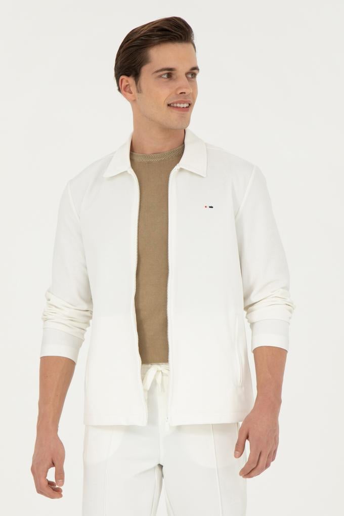 Erkek Ekru Örme Hırka