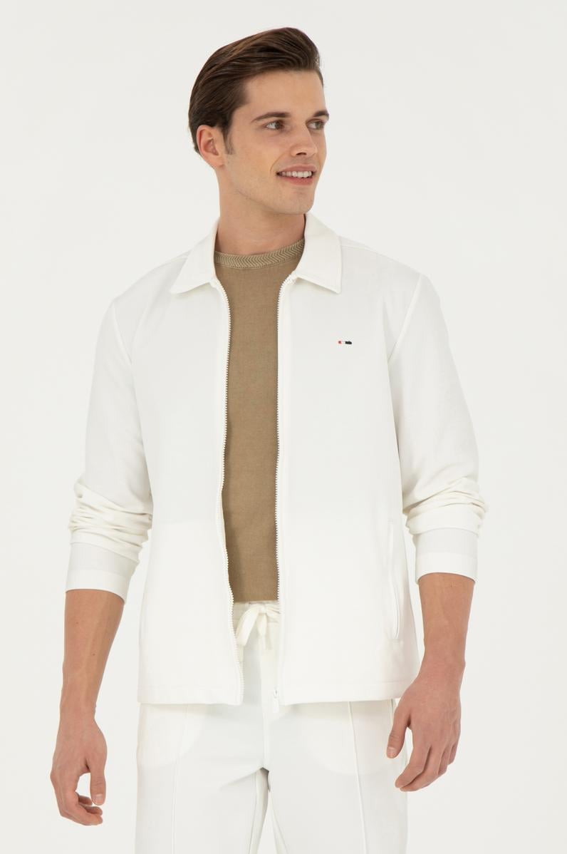 Erkek Ekru Örme Hırka