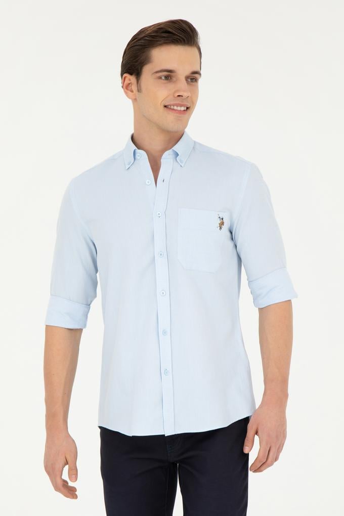 Erkek Açık Mavi Uzun Kollu Gömlek