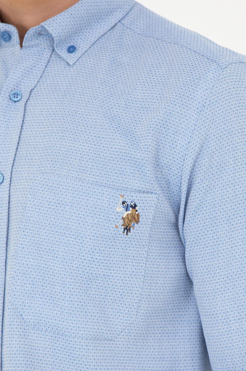 Erkek Saks Uzun Kollu Gömlek