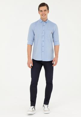 Erkek Saks Uzun Kollu Gömlek - 50283700019