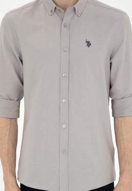 Erkek Koyu Gri Uzun Kollu Basic Gömlek - 50288629087