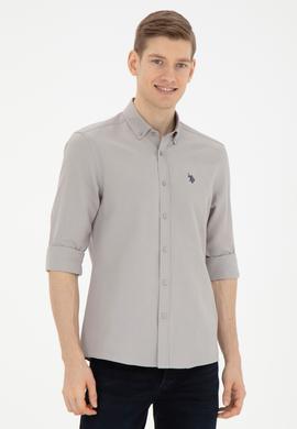 Erkek Koyu Gri Uzun Kollu Basic Gömlek - 50288629087