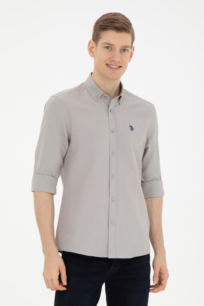 Erkek Koyu Gri Uzun Kollu Basic Gömlek