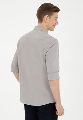 Erkek Koyu Gri Uzun Kollu Basic Gömlek - 50288629087